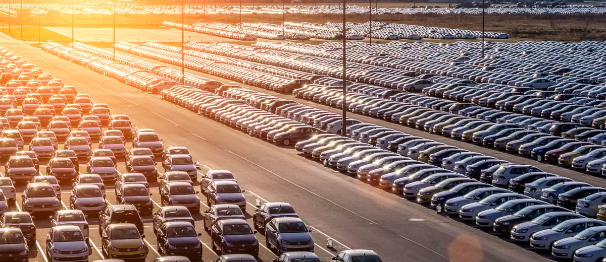 New Cars Parked at Distribution Center